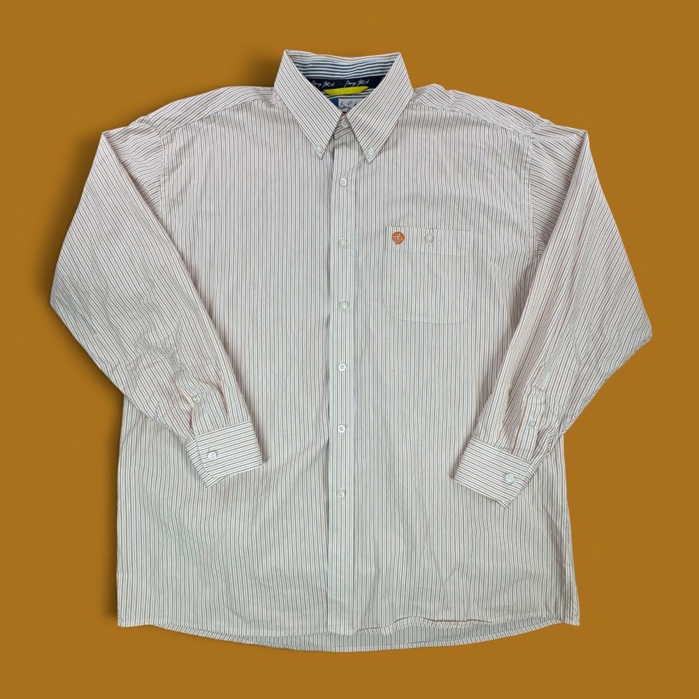 VTG Wrangler George Strait Cowboy Cut Mens XXL Striped Button Down Shirt MGS077M
